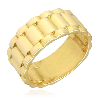 Solid 10K Real Gold Yellow 9.5mm Jubilee Band Ring
