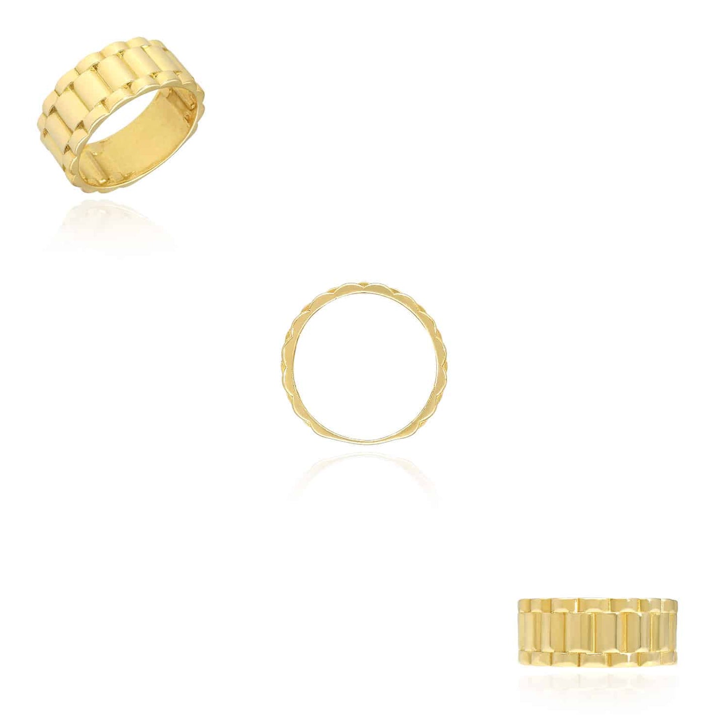 Solid 10K Real Gold Yellow 9.5mm Jubilee Band Ring