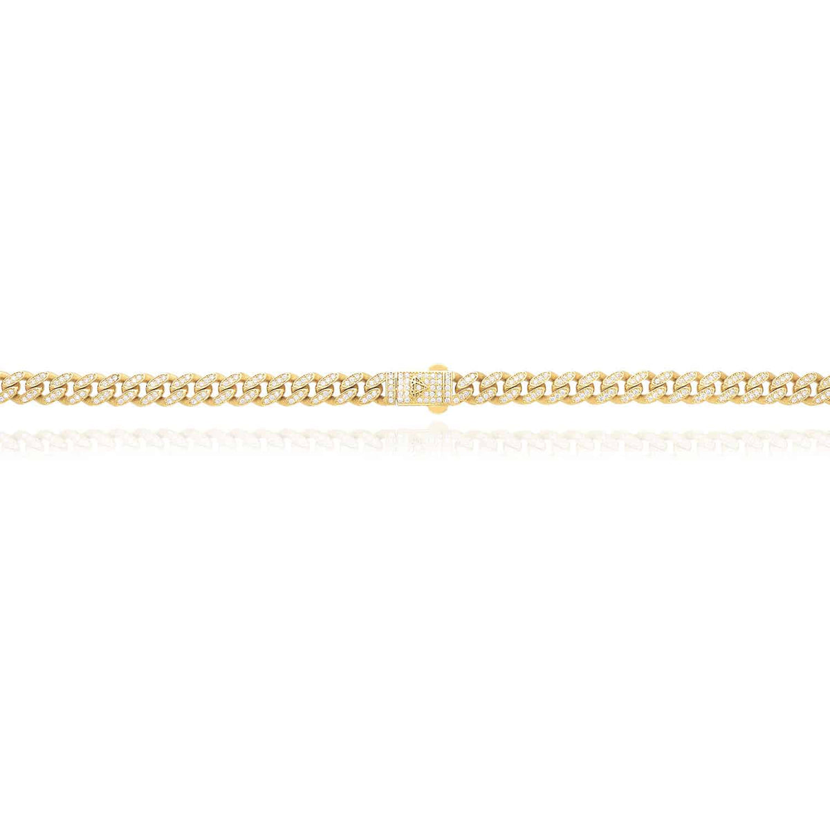 14K Gold CZ Pave 7mm Miami Cuban Chain (Hollow) 18"-20"