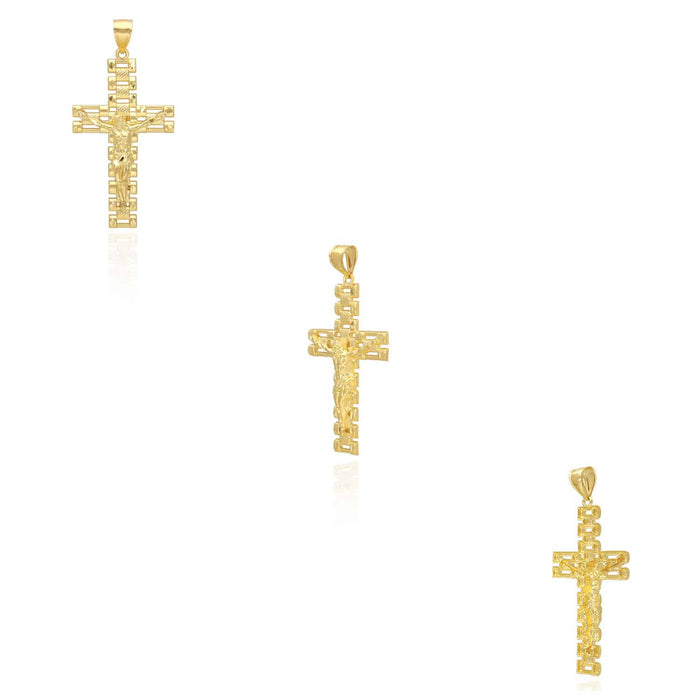 Solid 10K Gold Jubilee Crucifix Cross Pendant 2"-3"