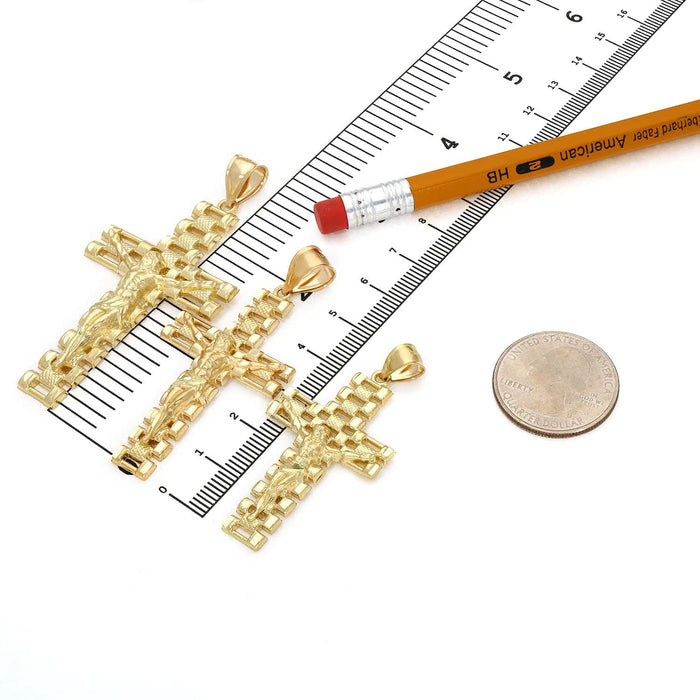 Solid 10K Gold Jubilee Crucifix Cross Pendant 2"-3"