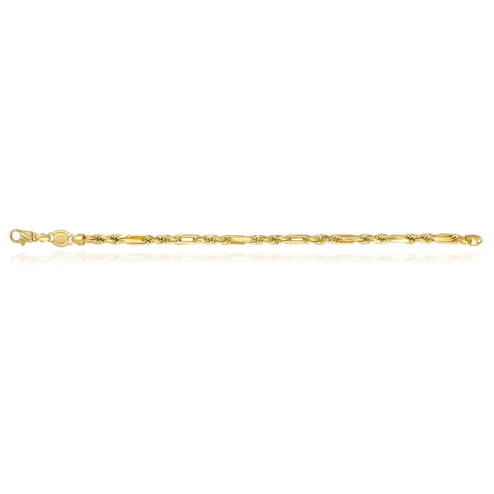14K Yellow Gold 4.5mm Milano Figaro Rope Bracelet (Solid Links) 8.5"