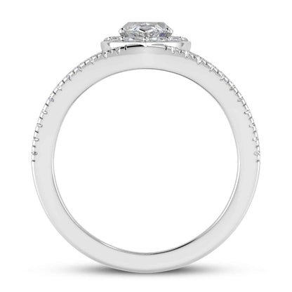 1.7CTW Natural Diamond Marquise Moissanite Split Halo 18K Gold White Bridal Ring