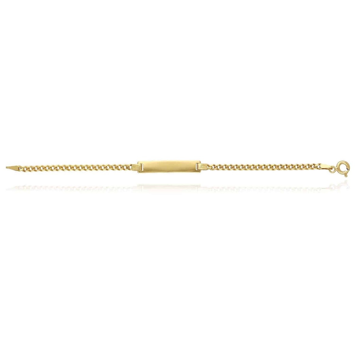 Kids 14K Gold Over Silver 2.7mm Miami Personalized ID Bar Bracelet (Solid Links) 6"