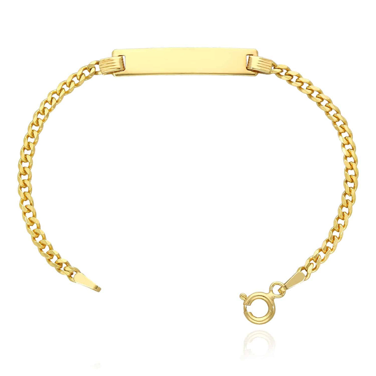 Kids 14K Gold Over Silver 2.7mm Miami Personalized ID Bar Bracelet (Solid Links) 6"