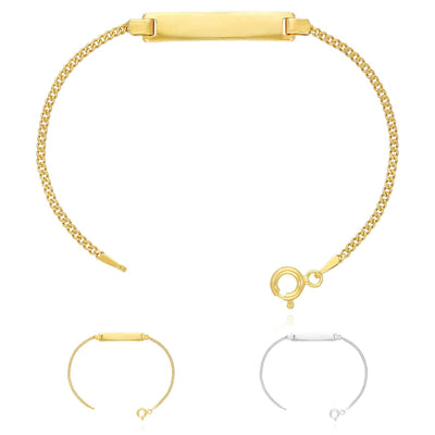 Kids 14K Yellow/White Gold Over Silver 1.7mm Miami ID Bar Bracelet (Solid Links) 6"