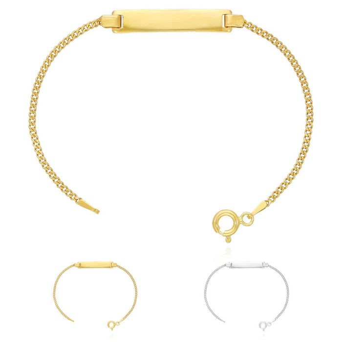 Kids 14K Yellow/White Gold Over Silver 1.7mm Miami ID Bar Bracelet (Solid Links) 6"