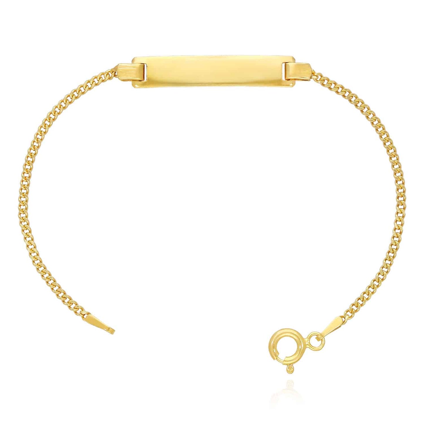 KidsSolid 14K Yellow White Gold Over Silver 1.7mm Miami ID Bar Bracelet 6"