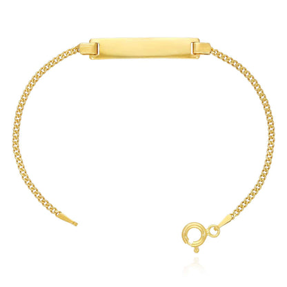 KidsSolid 14K Yellow White Gold Over Silver 1.7mm Miami ID Bar Bracelet 6"