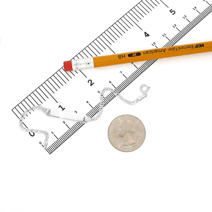 Kids 14K Yellow White Gold Over Silver 2.5mm Anchor Mariner ID Bar Bracelet (Solid Links) 6"