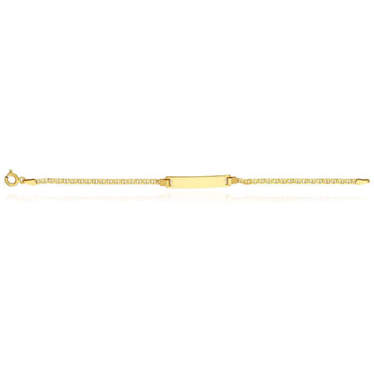 Kid's 14K Yellow White Gold Over Silver 2.5mm Anchor Mariner ID Bar Bracelet 6"