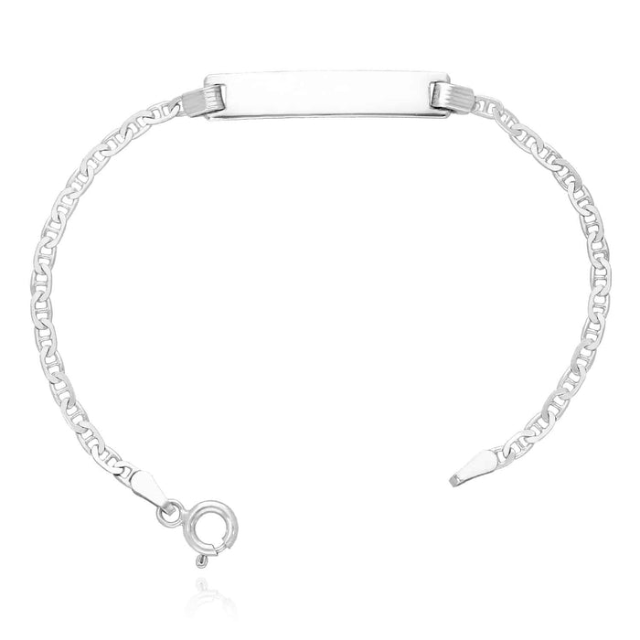 Kids 14K Yellow White Gold Over Silver 2.5mm Anchor Mariner ID Bar Bracelet (Solid Links) 6"