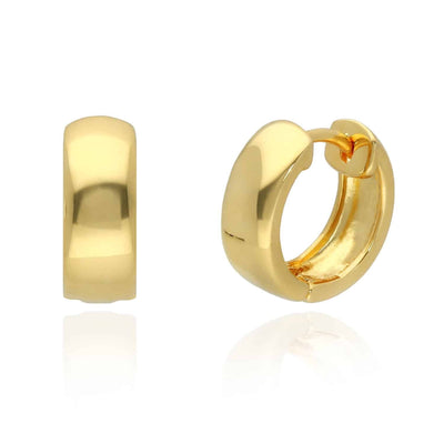 14K Gold Over Sterling Silver Puffed Huggie Hoop Earrings 14mm