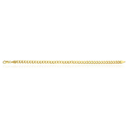 Solid 18K Gold Over Sterling Silver 5mm Cuban Curb Bracelet 7", 8", 9"