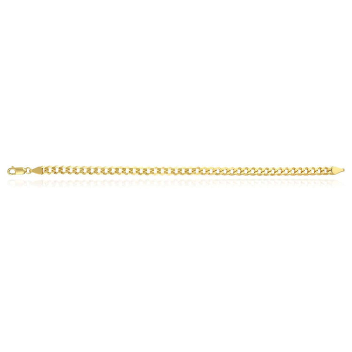 18K Gold Over Sterling Silver 5mm Cuban Curb Bracelet (Solid Links) 7"-9"