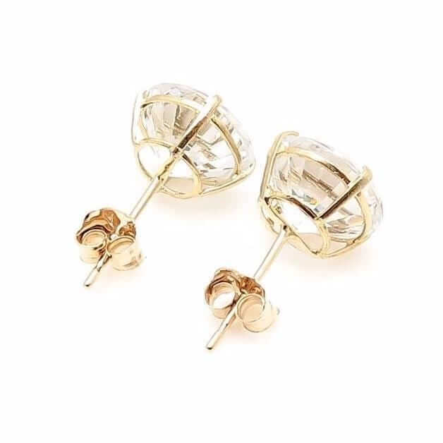 3.5Ct Round Simulated White Diamond 14K Yellow Gold Push Back Stud Earrings 8mm