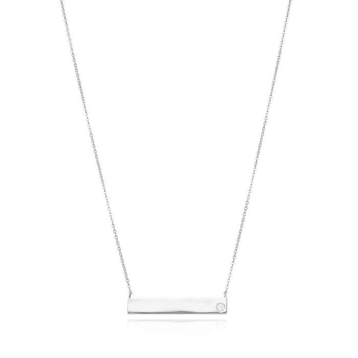 Engravable ID Bar Name Plate Sterling Silver Necklace (Solid Links) 16"-18" Adjustable