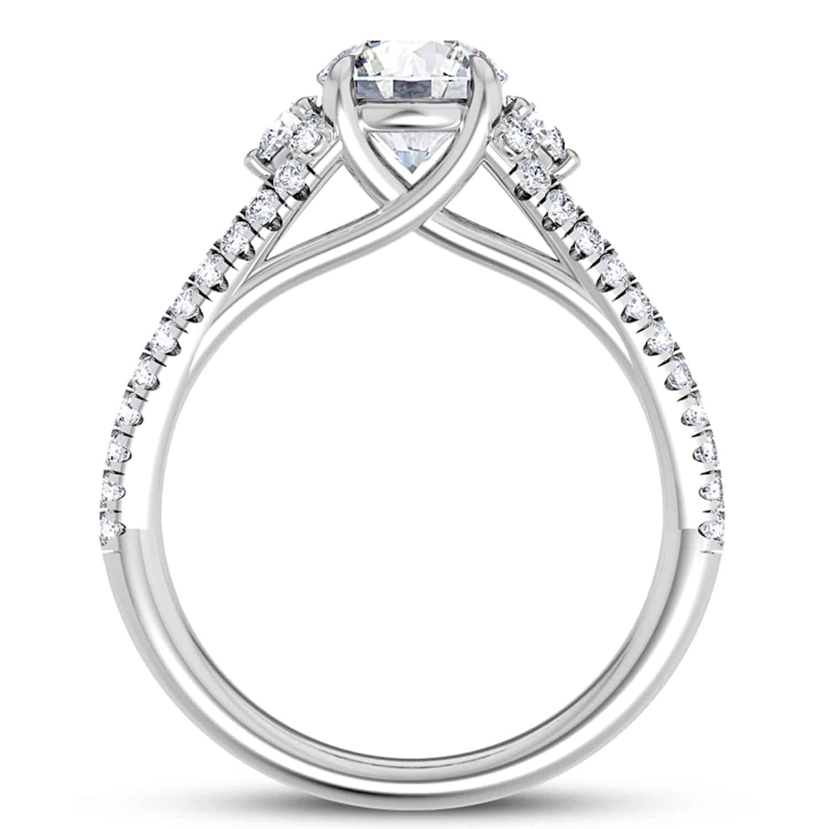 1.65CTW Natural Diamond & Moissanite Split Shank 18K Gold White Engagement Ring