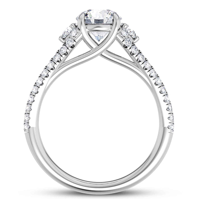 1.65CTW Natural Diamond & Moissanite Split Shank 18K Gold White Engagement Ring