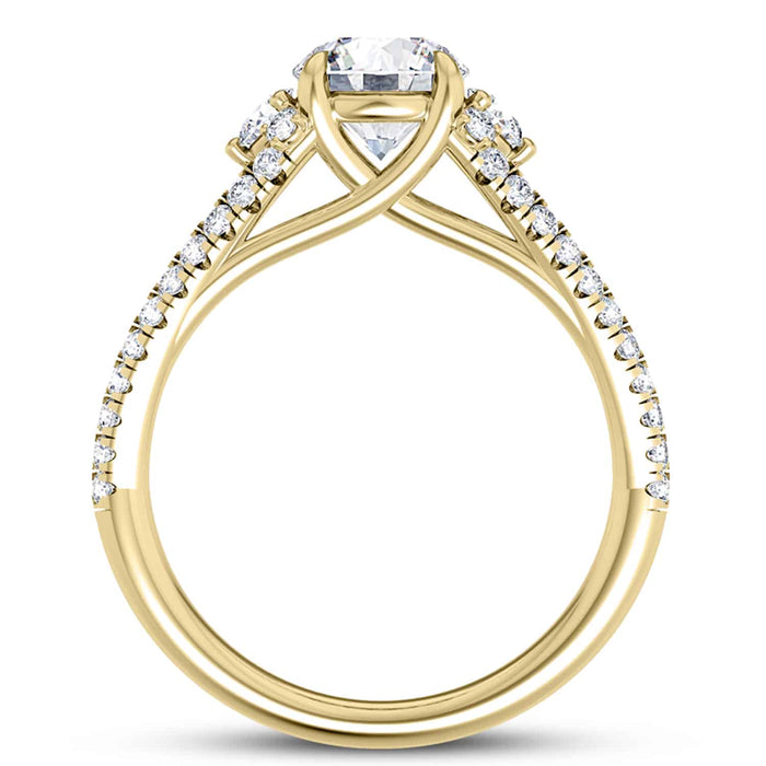 1.65CTW Natural Diamond & Moissanite Split Shank 18K Gold Engagement Ring