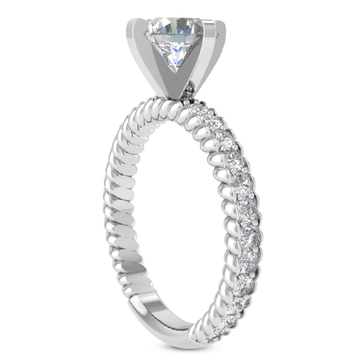 1.90CTW Natural Diamond Moissanite Twisted Rope 18K Gold White Bridal Ring Set