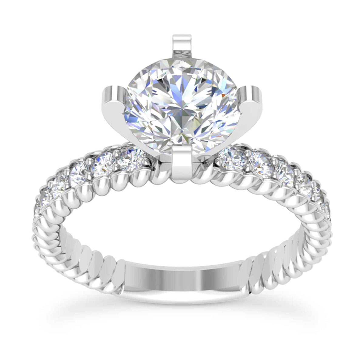 1.90CTW Natural Diamond Moissanite Twisted Rope 18K Gold White Bridal Ring Set