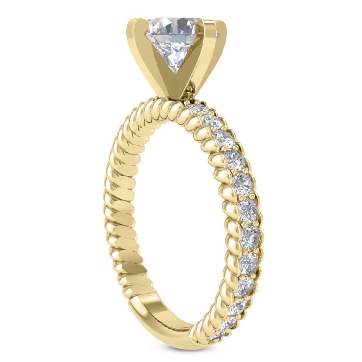 1.90CTW Natural Diamond Moissanite French Twisted Rope 18K Gold Bridal Ring Set
