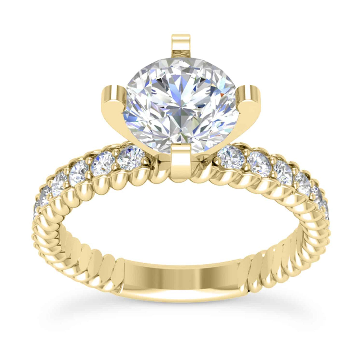 1.90CTW Natural Diamond Moissanite French Twisted Rope 18K Gold Bridal Ring Set
