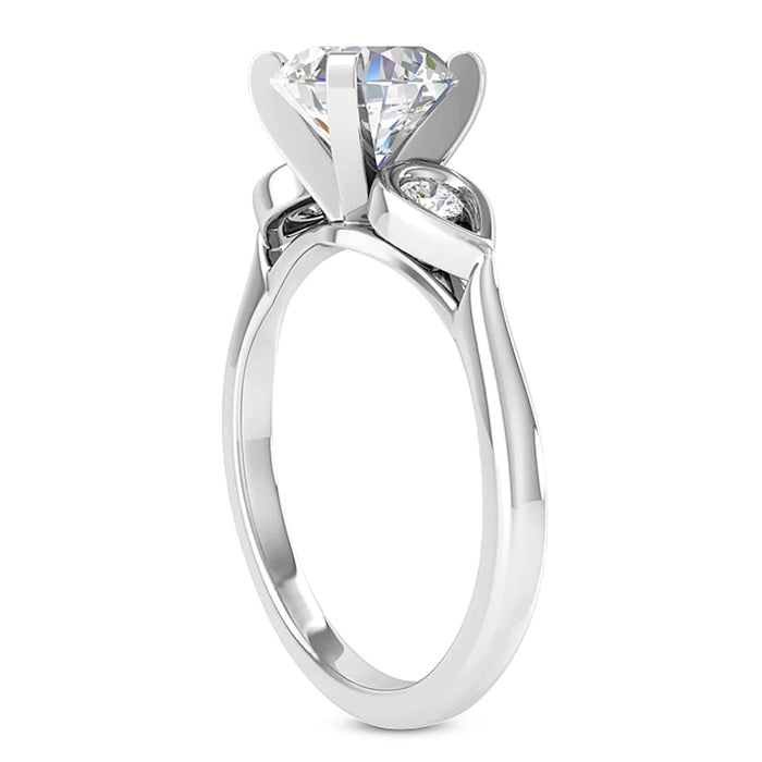 1.10CTW Natural Diamond & Moissanite 18K Gold White Engagement Ring