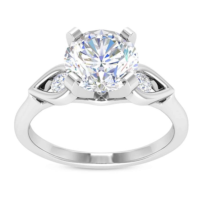 1.10CTW Natural Diamond & Moissanite 18K Gold White Engagement Ring
