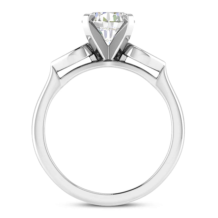 1.10CTW Natural Diamond & Moissanite 18K Gold White Engagement Ring