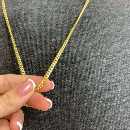 14K Yellow Gold 3.7mm Hollow Miami Cuban Chain Necklace 18"-26"