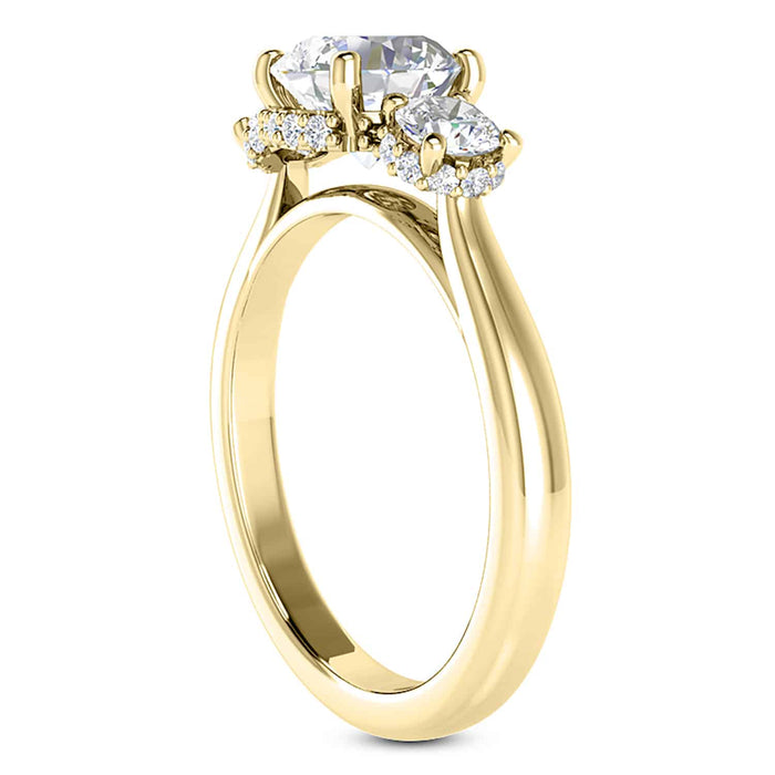 2CTW Natural Diamond and Moissanite 3-Stone 18K Gold Engagement Ring