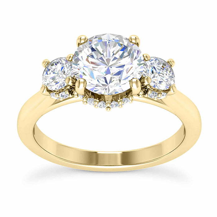 2CTW Natural Diamond and Moissanite 3-Stone 18K Gold Engagement Ring