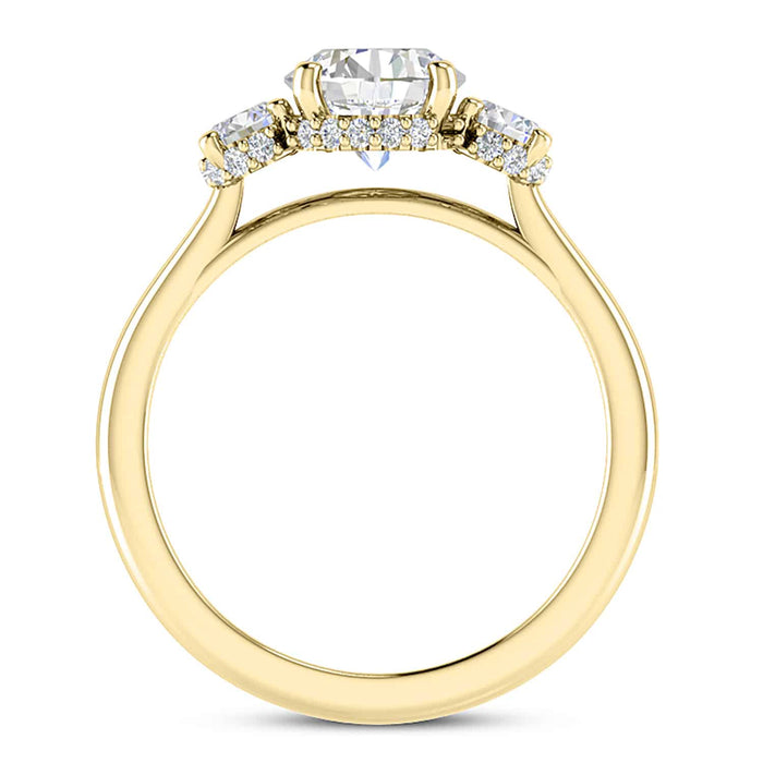2CTW Natural Diamond and Moissanite 3-Stone 18K Gold Engagement Ring