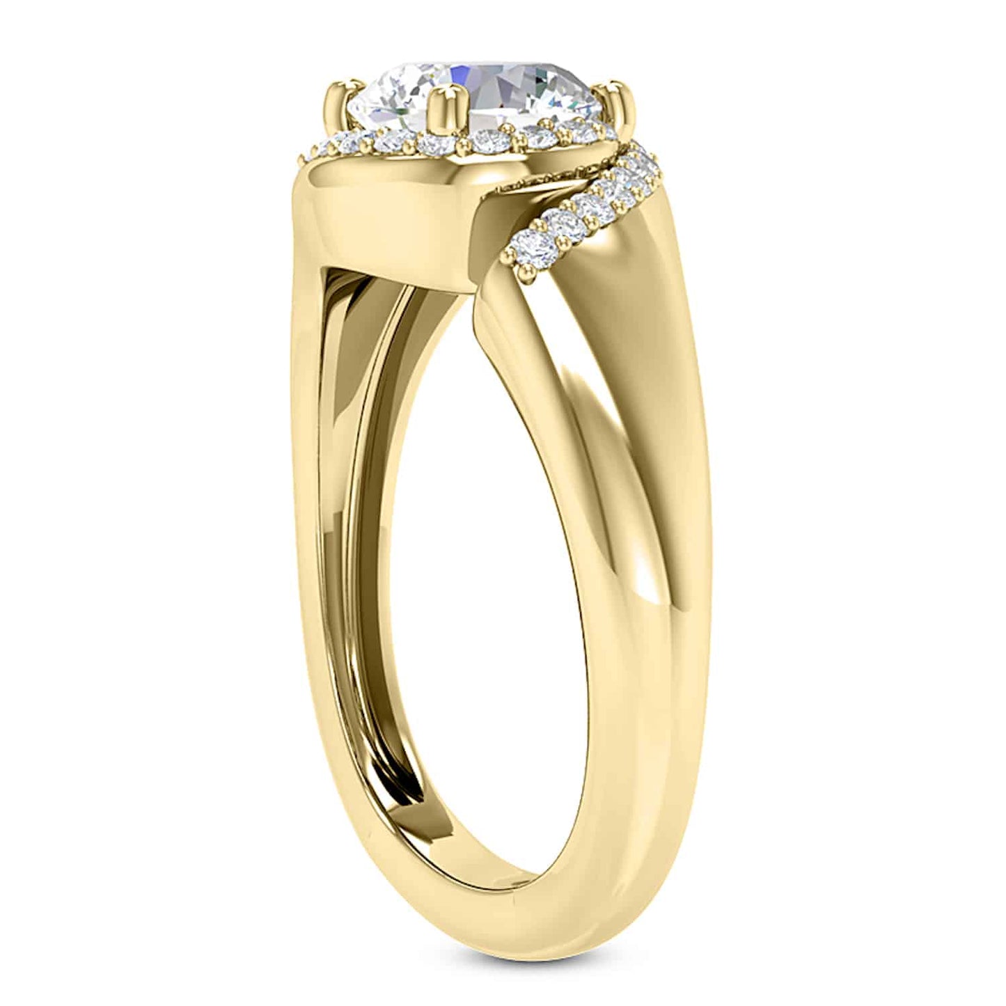 2CTW Real Diamond Moissanite Halo Swirl 18K Gold Bridal Engagement Ring