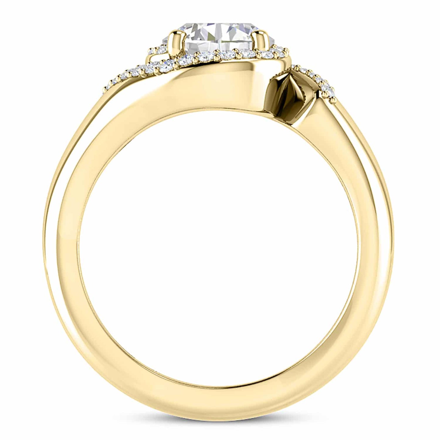 2CTW Real Diamond Moissanite Halo Swirl 18K Gold Bridal Engagement Ring