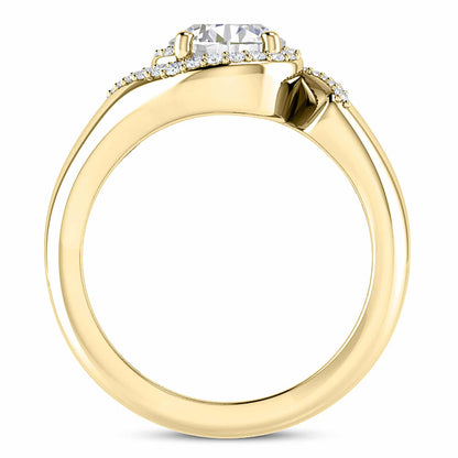 2CTW Real Diamond Moissanite Halo Swirl 18K Gold Bridal Engagement Ring
