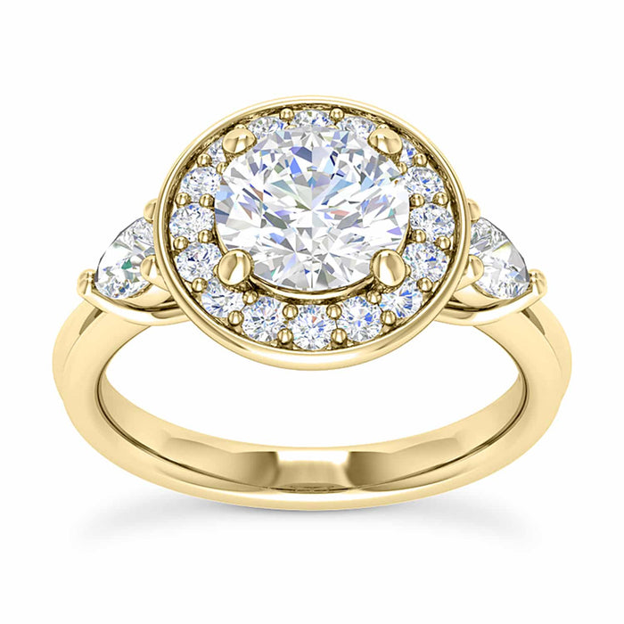 2.10CTW Natural Diamond & Moissanite Halo Bezel 18K Gold White Engagement Ring