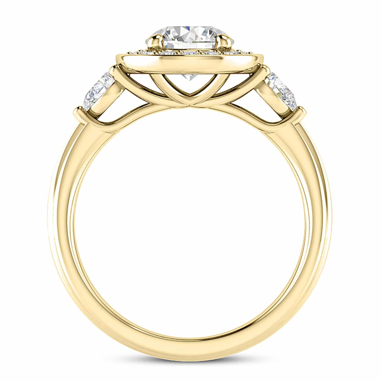 2.10CTW Real Diamond & Moissanite Halo Bezel 18K Gold White Engagement Ring