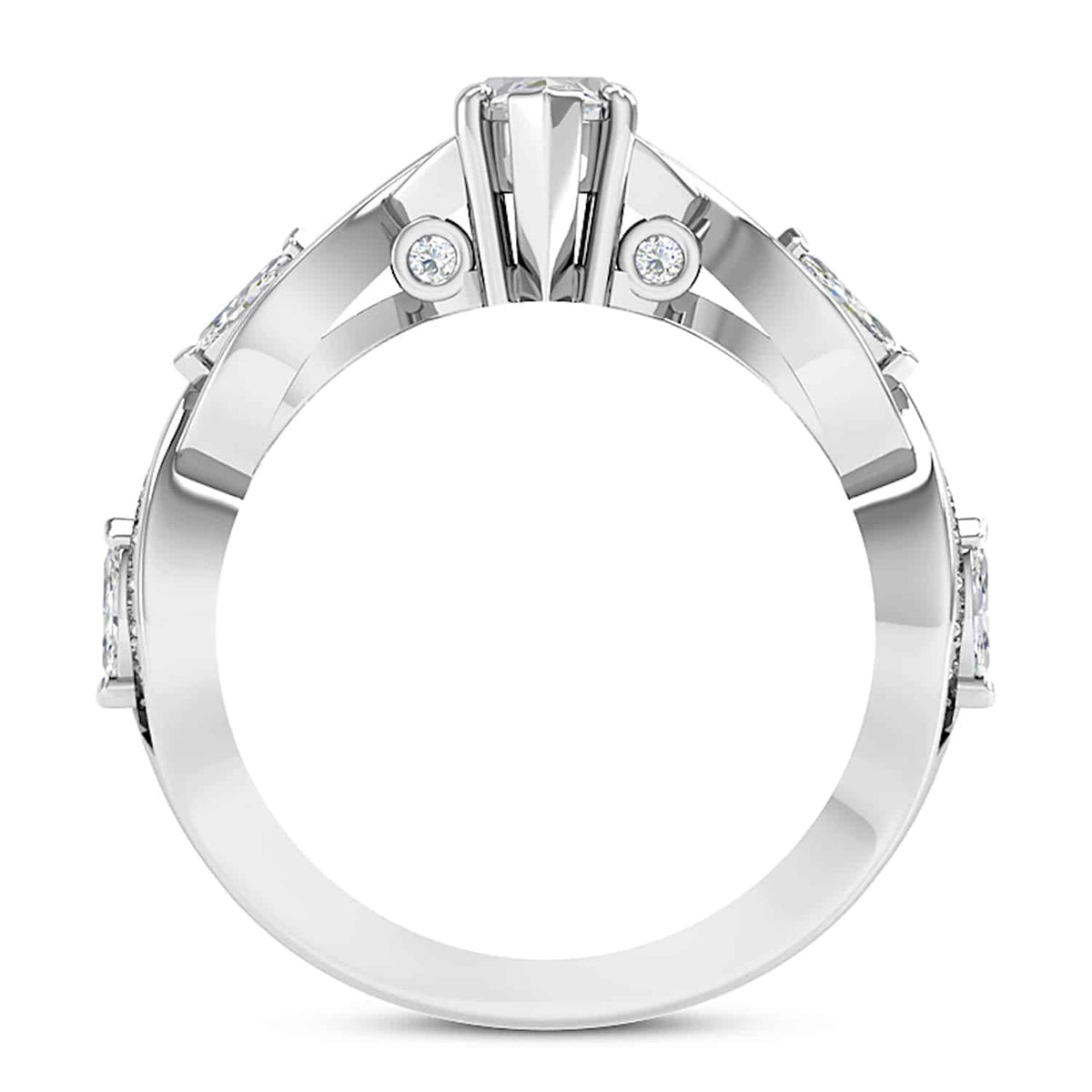 1.75CTW Natural Diamond Marquise Moissanite Twist 18K Gold White Engagement Ring