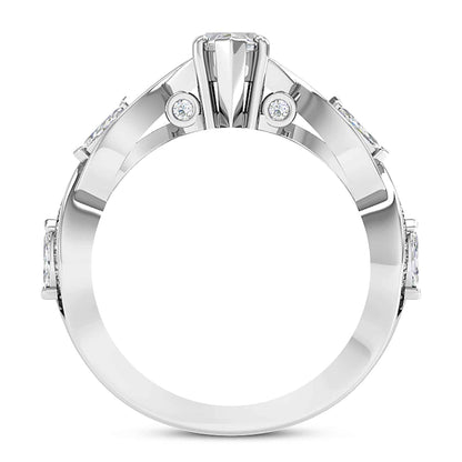 1.75CTW Real Diamond Marquise Moissanite Twist 18K Gold White Engagement Ring