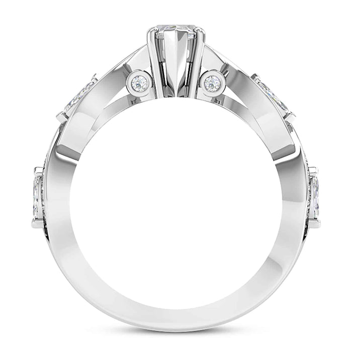 1.75CTW Natural Diamond Marquise Moissanite Twist 18K Gold White Engagement Ring