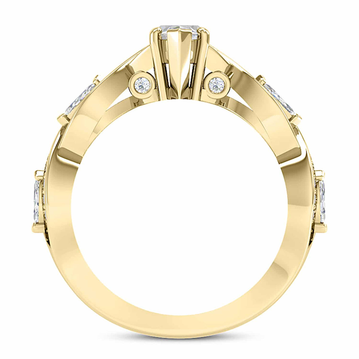 1.75CTW Natural Diamond Marquise Moissanite Twisted 18K Gold Engagement Ring