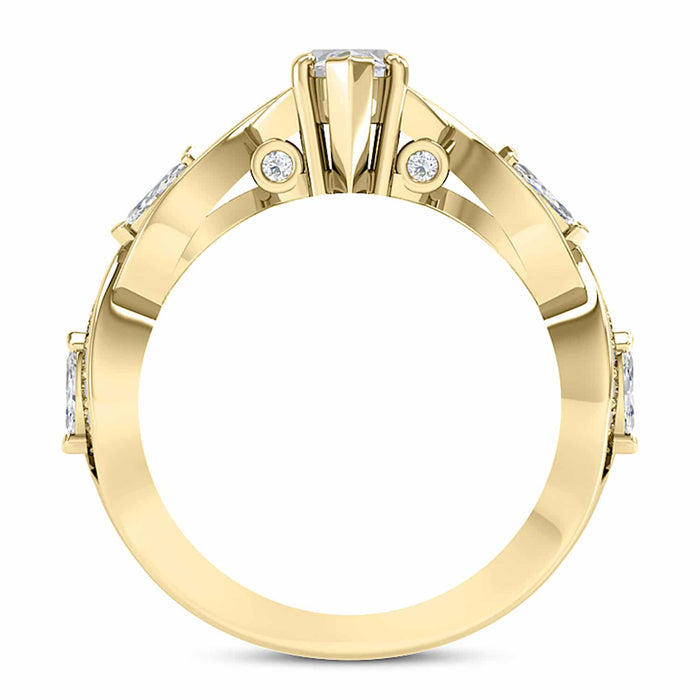 1.75CTW Natural Diamond Marquise Moissanite Twisted 18K Gold Engagement Ring