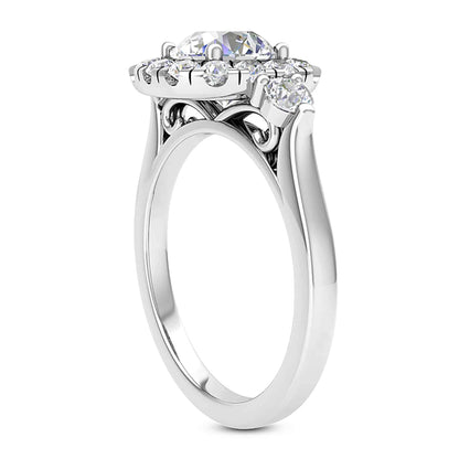 2.10CTW Real Diamond & Moissanite Halo Engagement 18K Gold White Ring