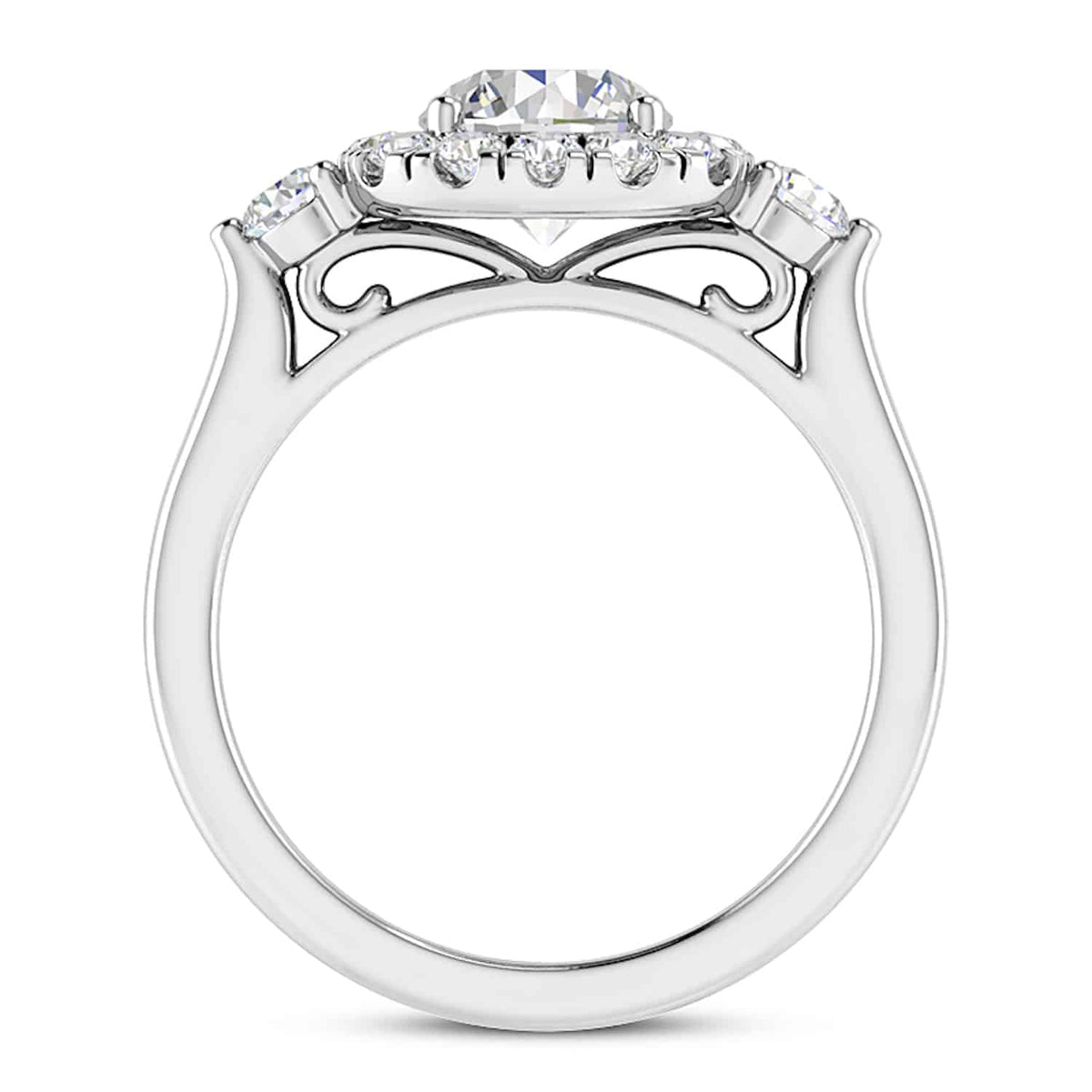 2.10CTW Natural Diamond & Moissanite Halo Engagement 18K Gold White Ring