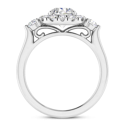 2.10CTW Real Diamond & Moissanite Halo Engagement 18K Gold White Ring
