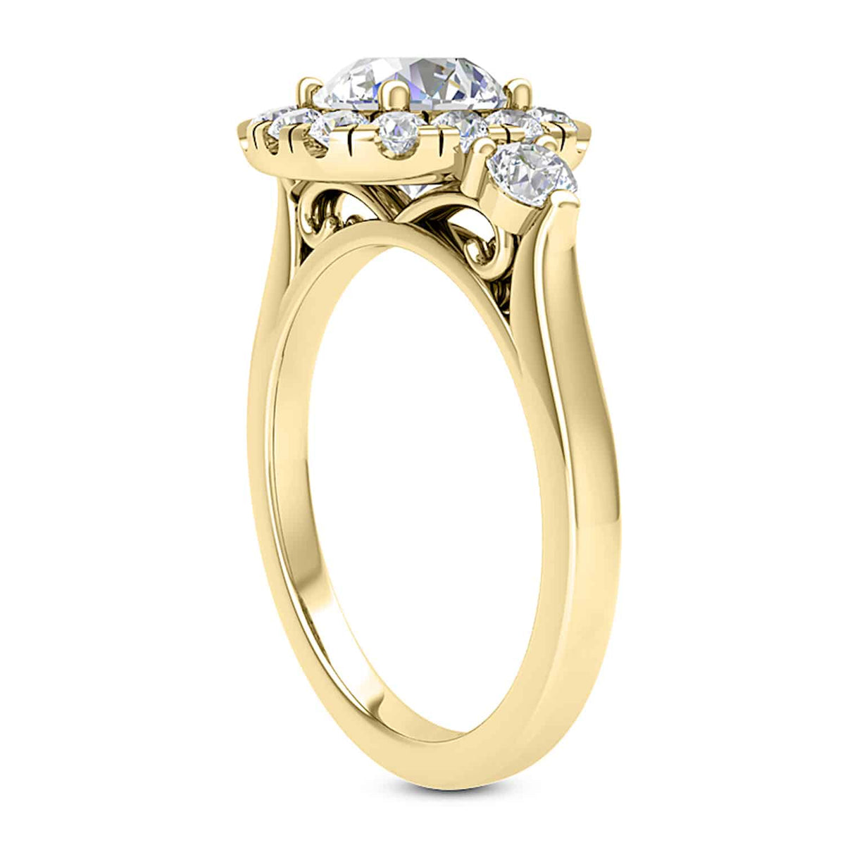 2.10CTW Natural Diamond & Moissanite Halo Engagement 18K Gold Ring