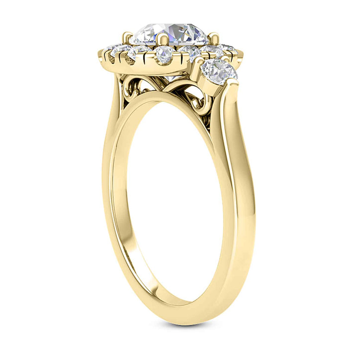 2.10CTW Natural Diamond & Moissanite Halo Engagement 18K Gold Ring